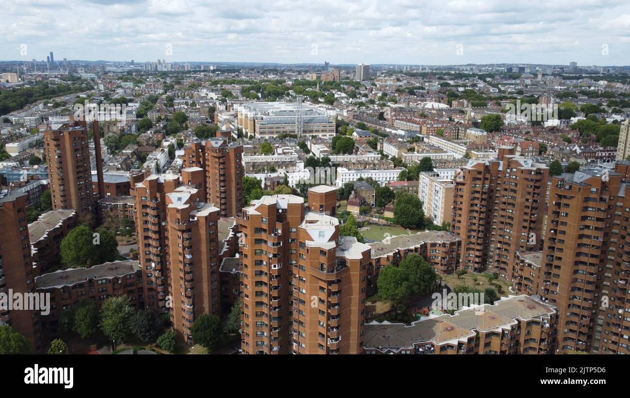 Aerial views of Worlds End Estate in Chelsea, west london Stock Photo