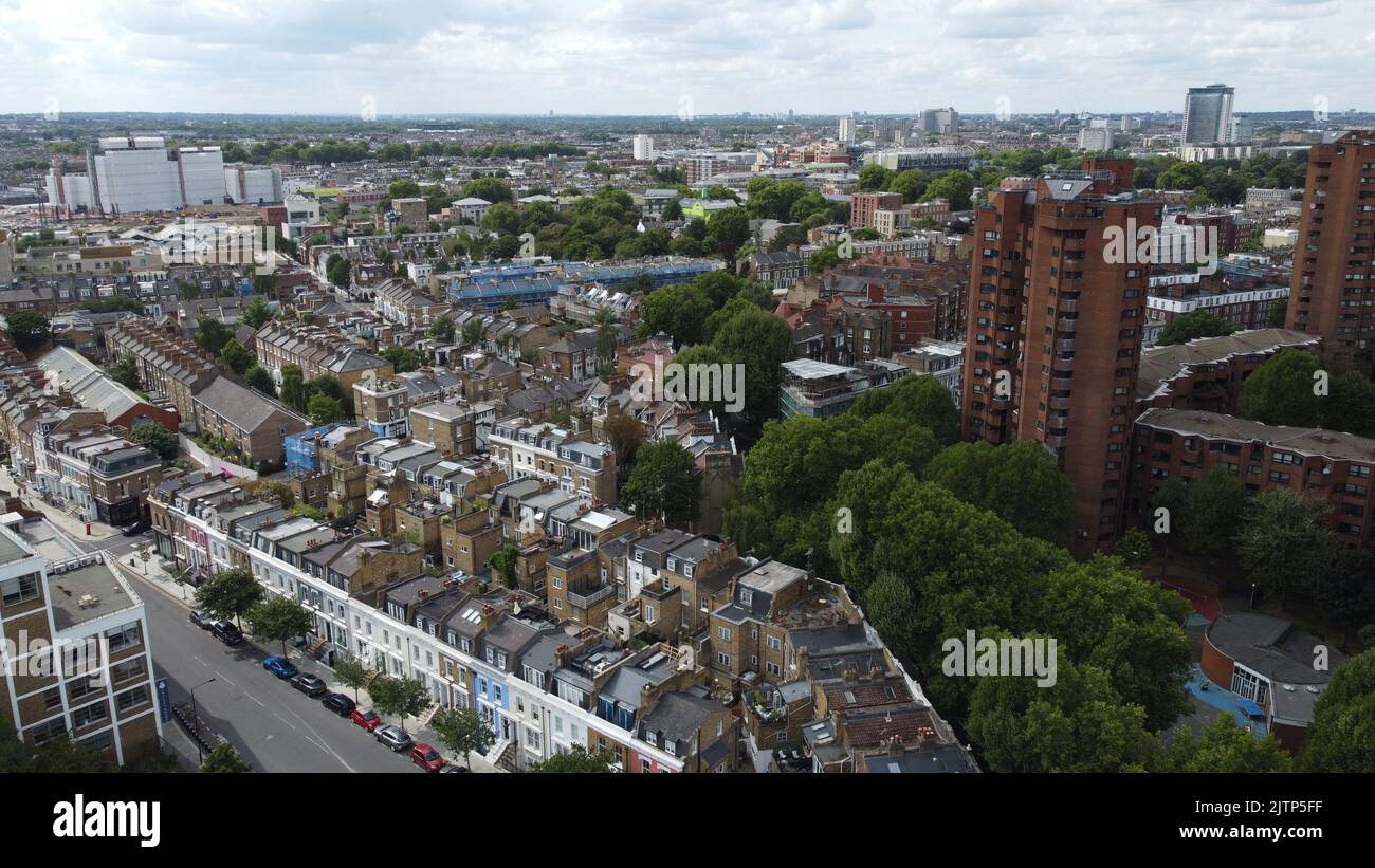 Aerial views of Worlds End Estate in Chelsea, west london Stock Photo
