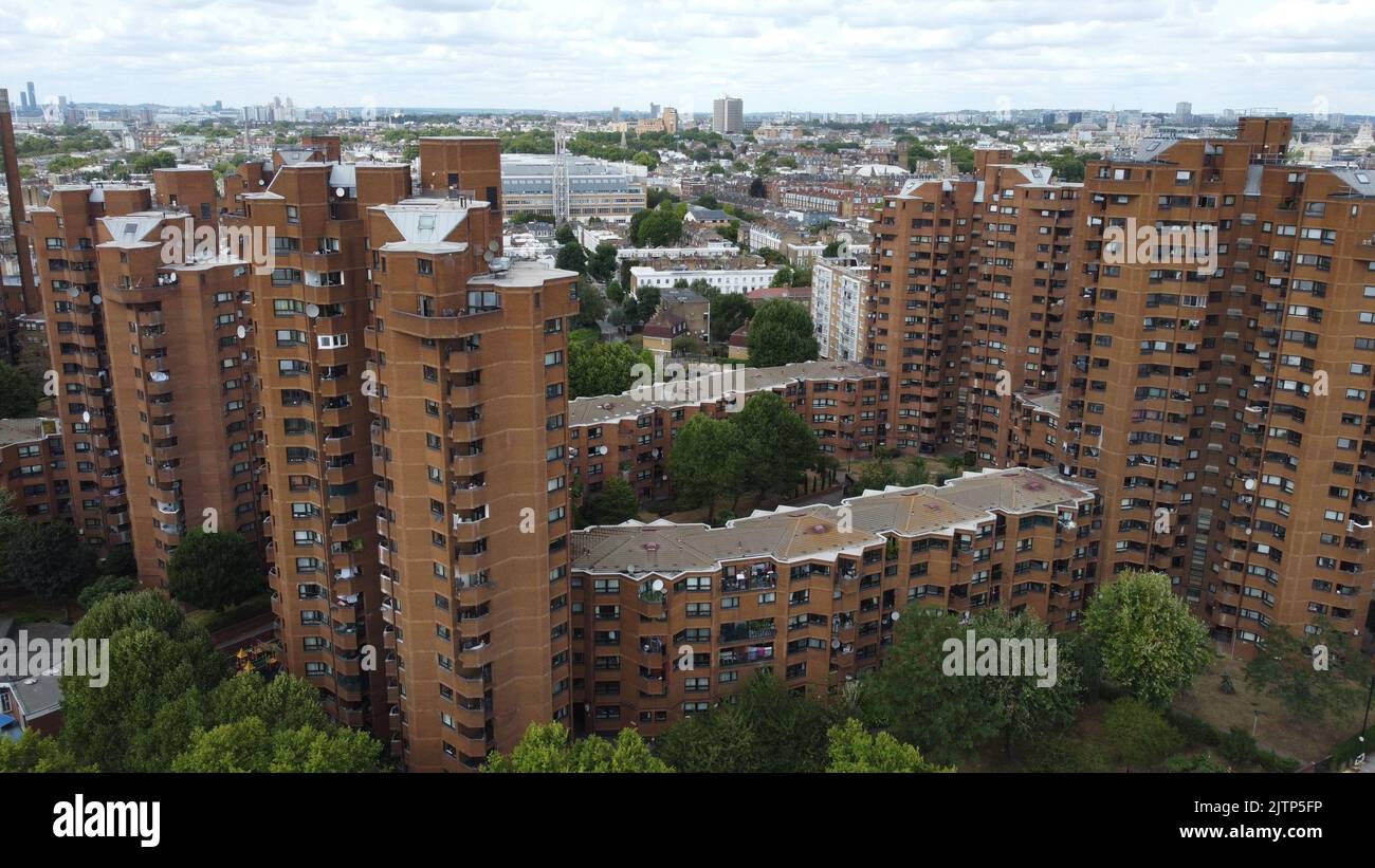 Aerial views of Worlds End Estate in Chelsea, west london Stock Photo