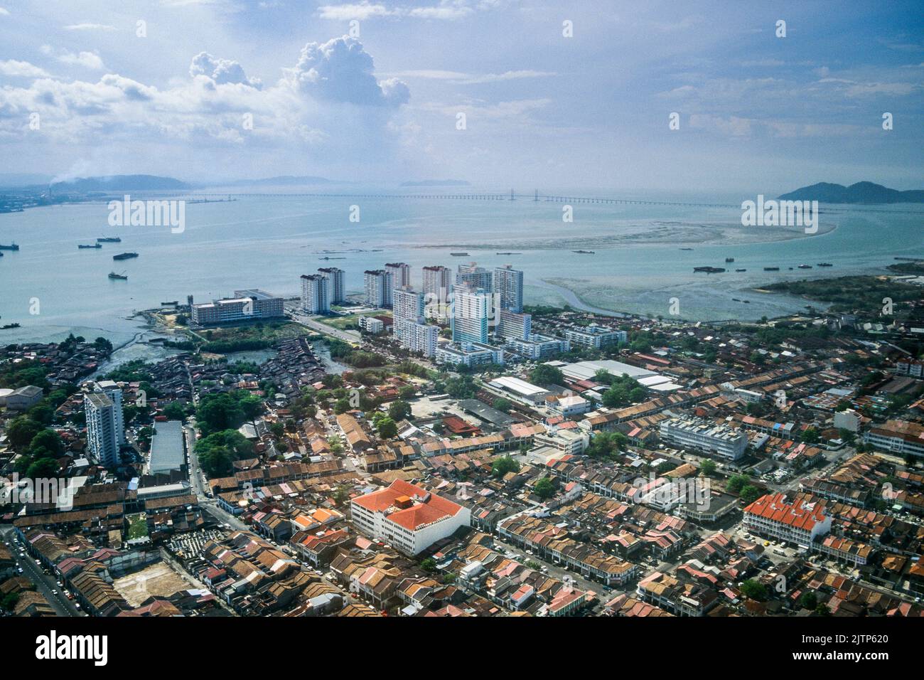 A view of the Penang capital George Town from the top of the Komtar Skyscraper in 1997, Malaysia Stock Photo