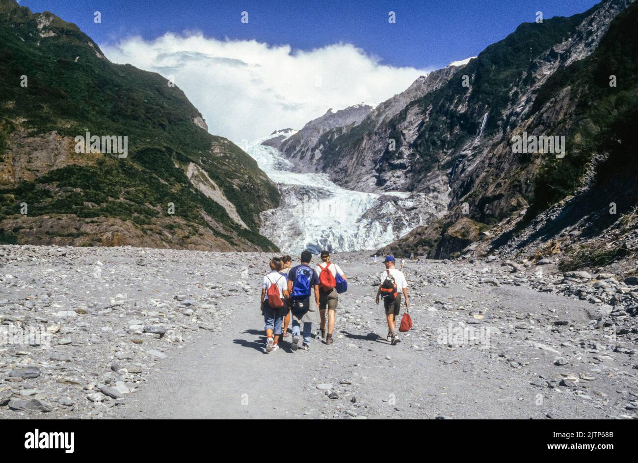 Climbers about to ascend the Franz Josef Glacier on the South Island in 1997, New Zealand Stock Photo