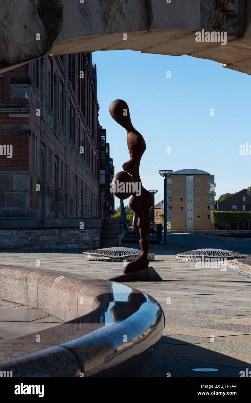Copenhagen, Denmark. August 13, 2022. Pregnant man sculpture, part of ...