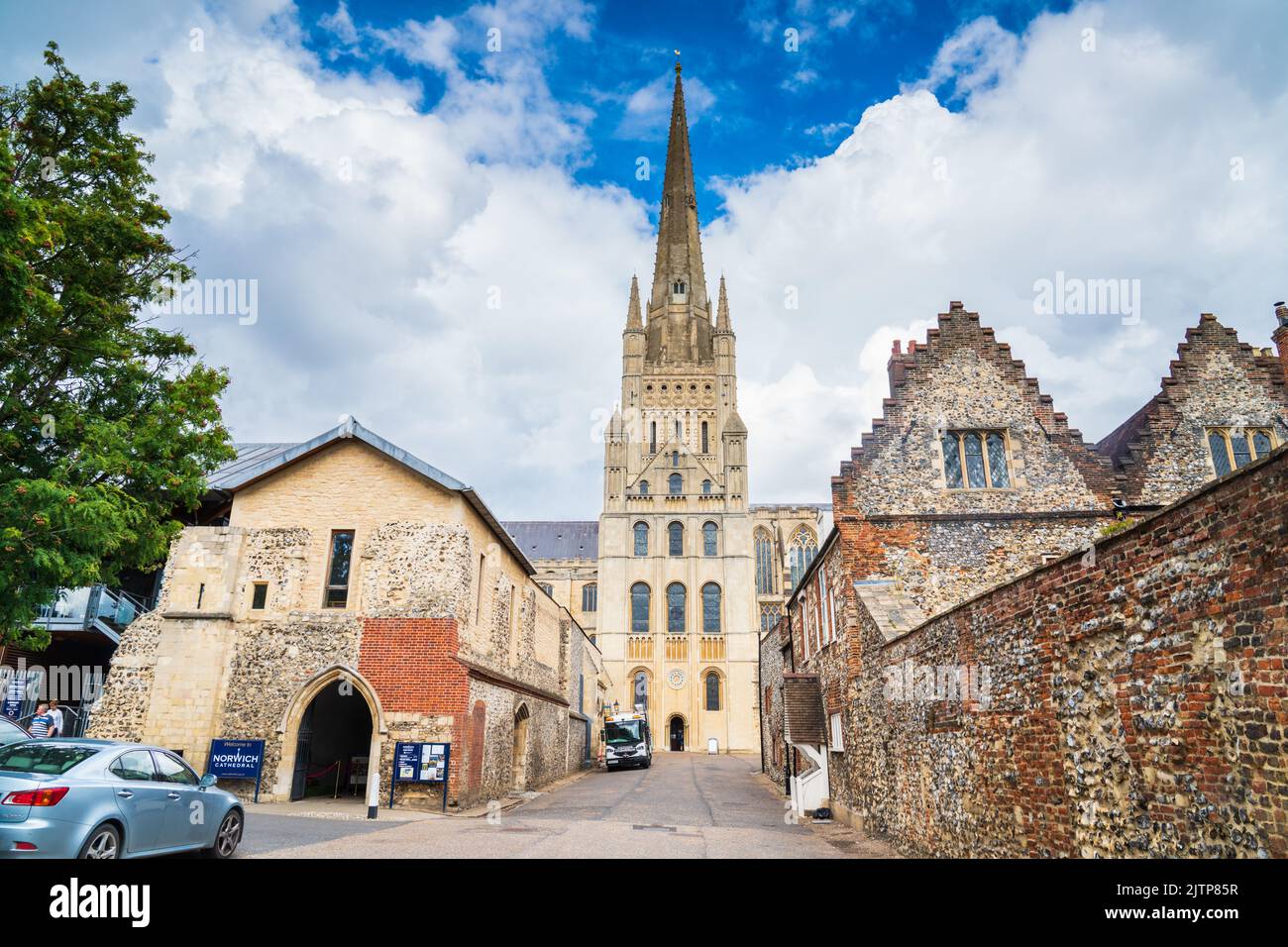 A view of Norwich Cathedral in Norfolk, UK Stock Photo