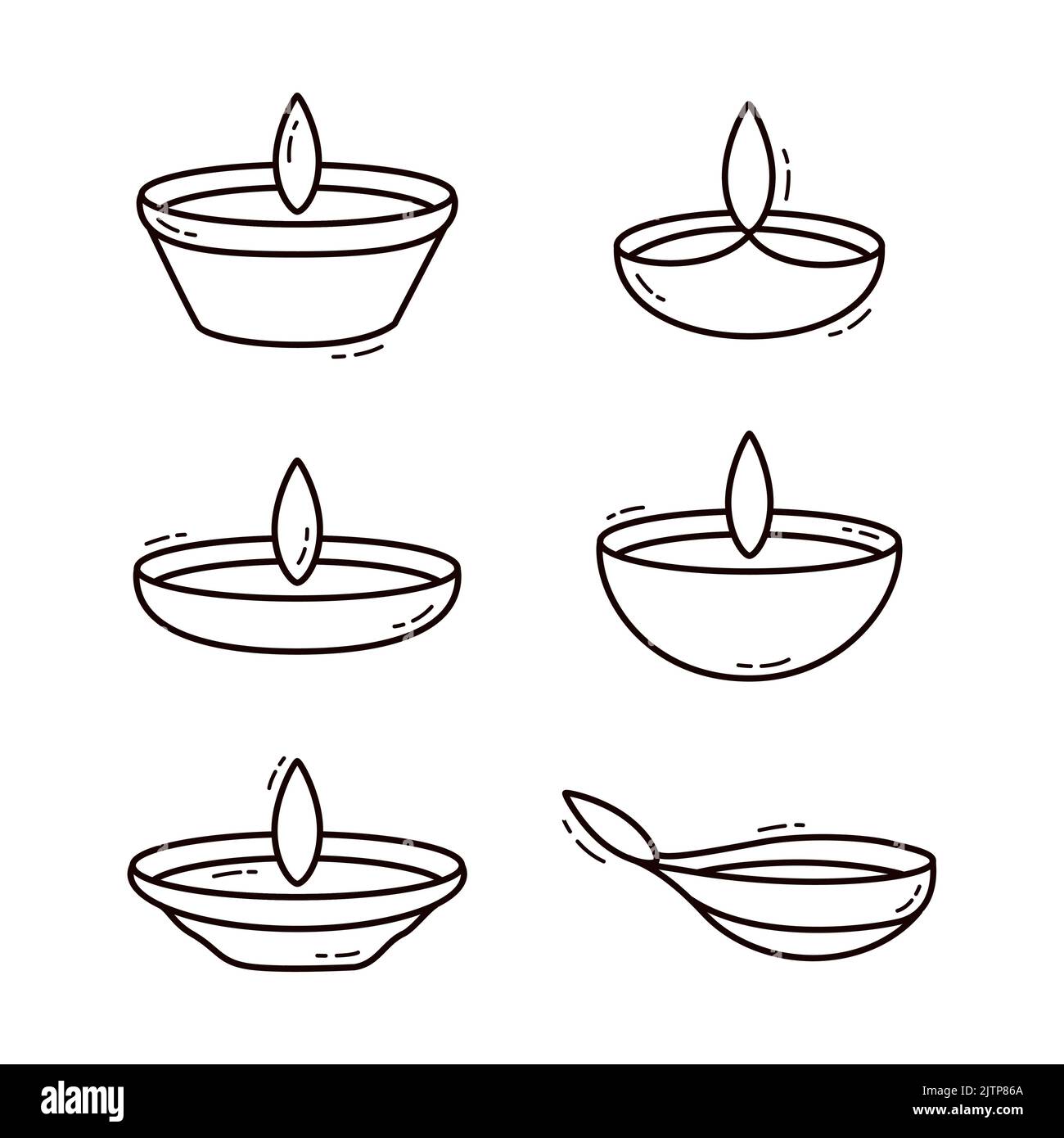 A vector illustration of six different types of Islamic oil lamps Stock