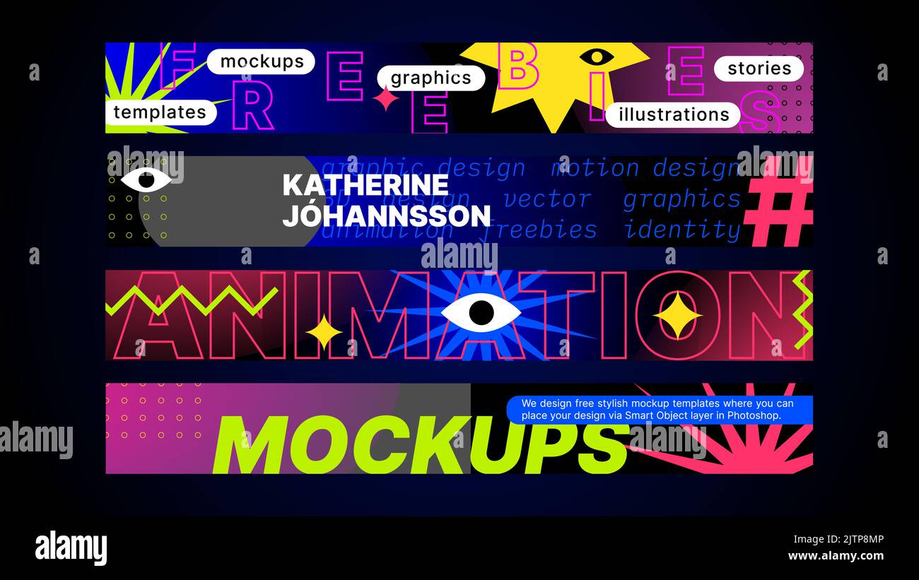 Mockup Headers for All Purposes. Horizontal Cover Set for Social Media