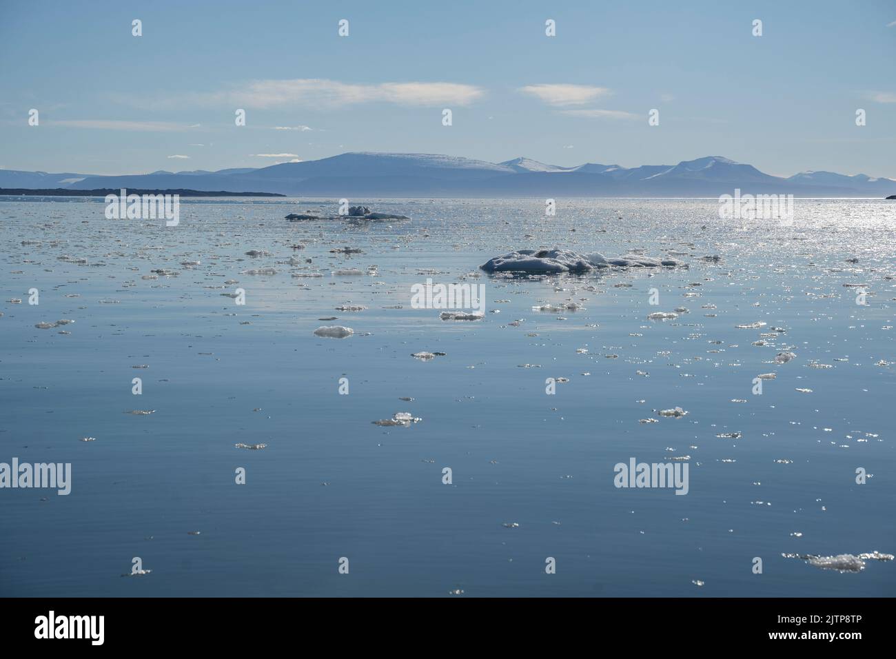 ice pieces floating in the water of the arctic ocean in Svalbard islands (Norway) Stock Photo