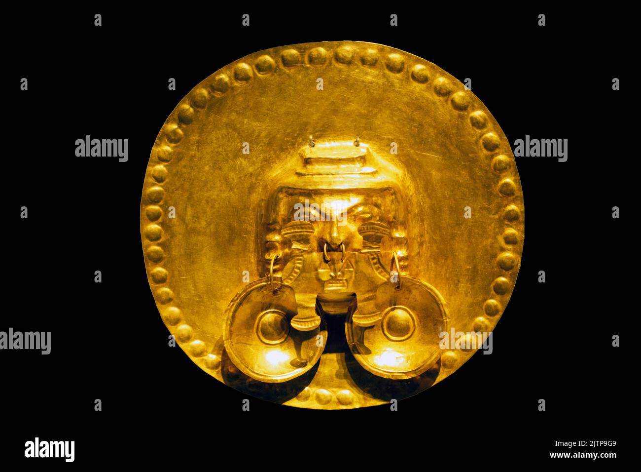 Pre-columbian gold artifact, Bogota, Colombia. Stock Photo