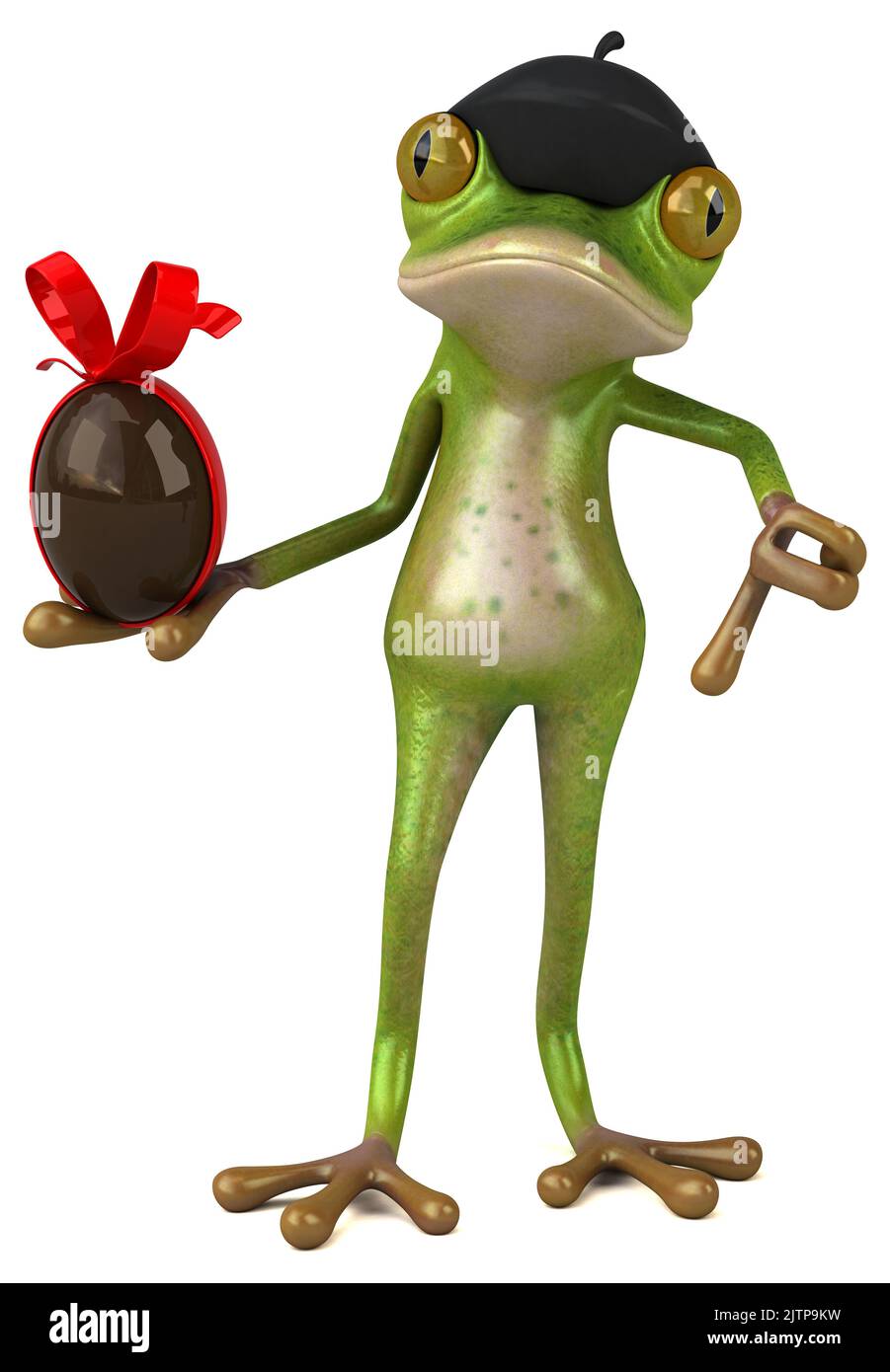 Fun french frog 3D Illustration Stock Photo Alamy