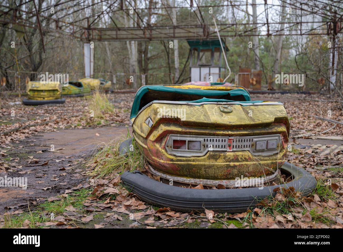 Sperrzone Tschernobyl und Geisterstadt Prypjat in der Ukraine Stock