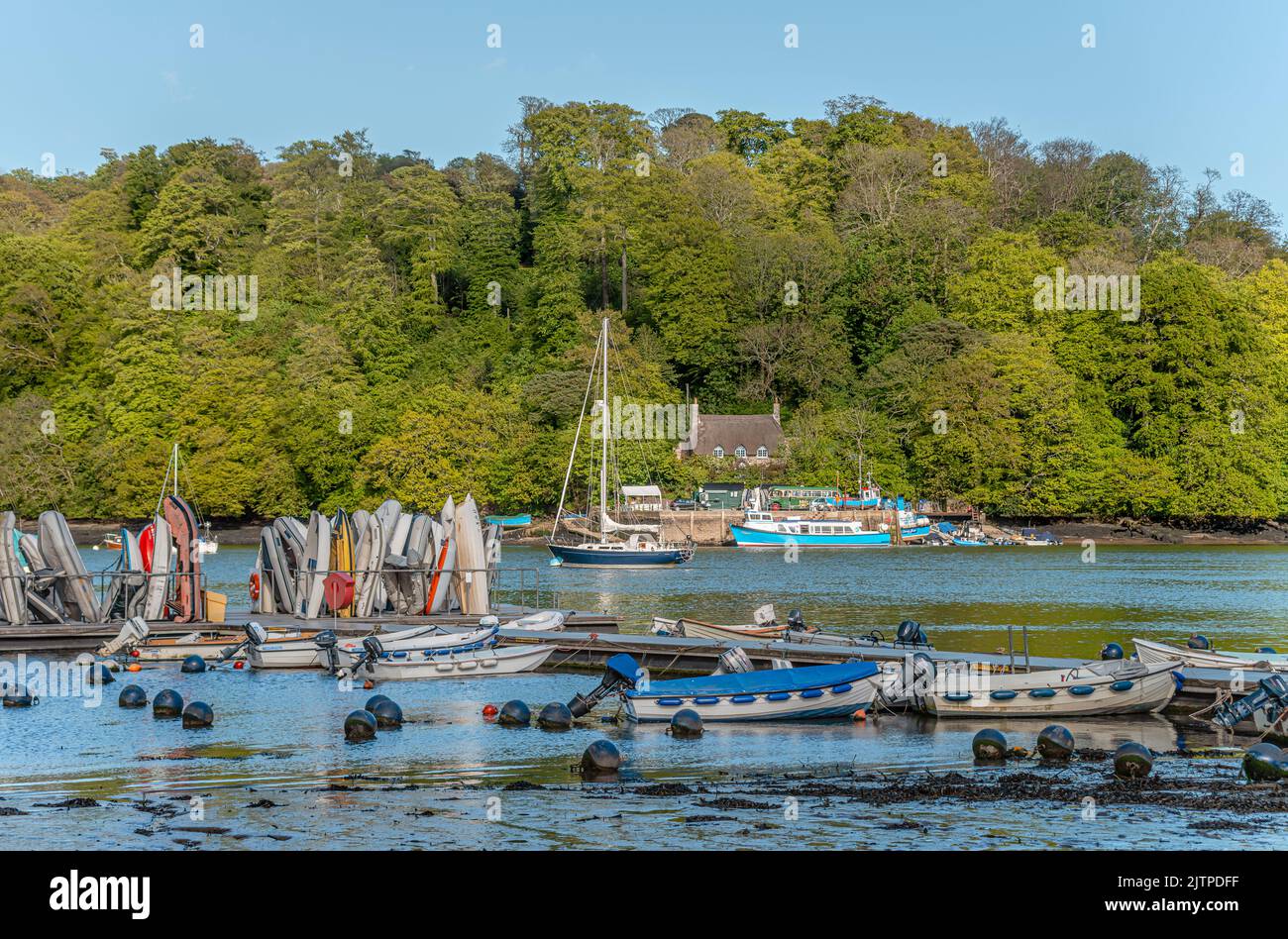 Greenway Quay near Greenway Estate on the River Dart seen from