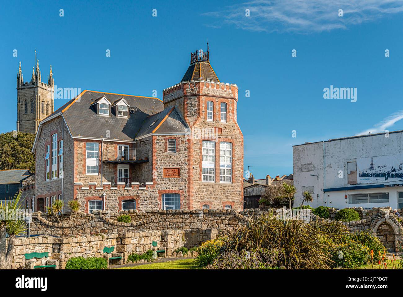 Sailors Institute and Mission Hall at Penzance Harbor, Cornwall, England, UK Stock Photo