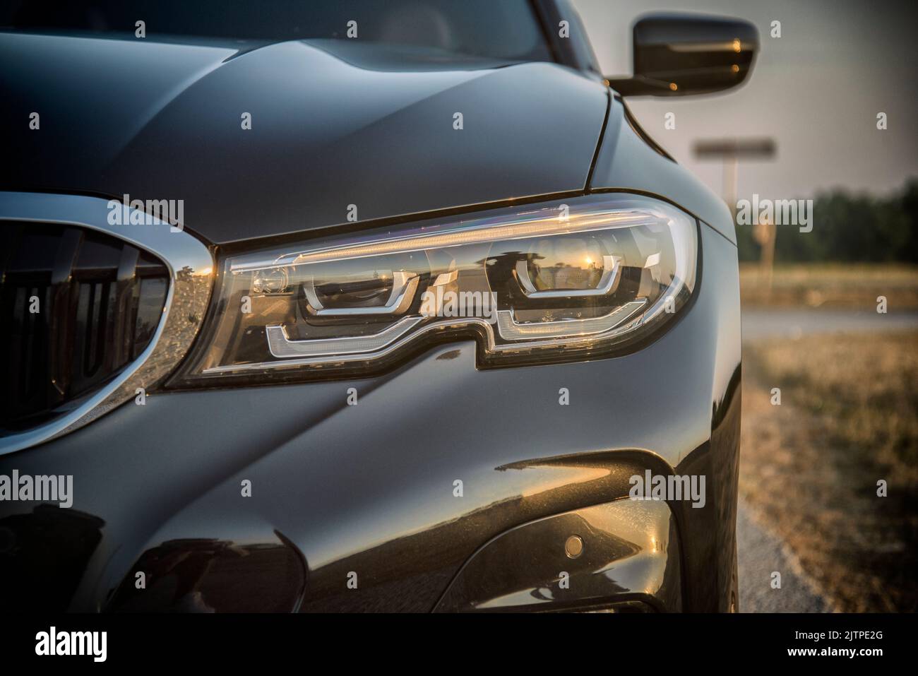 Bmw 320d front light closeup. High quality photo Stock Photo - Alamy