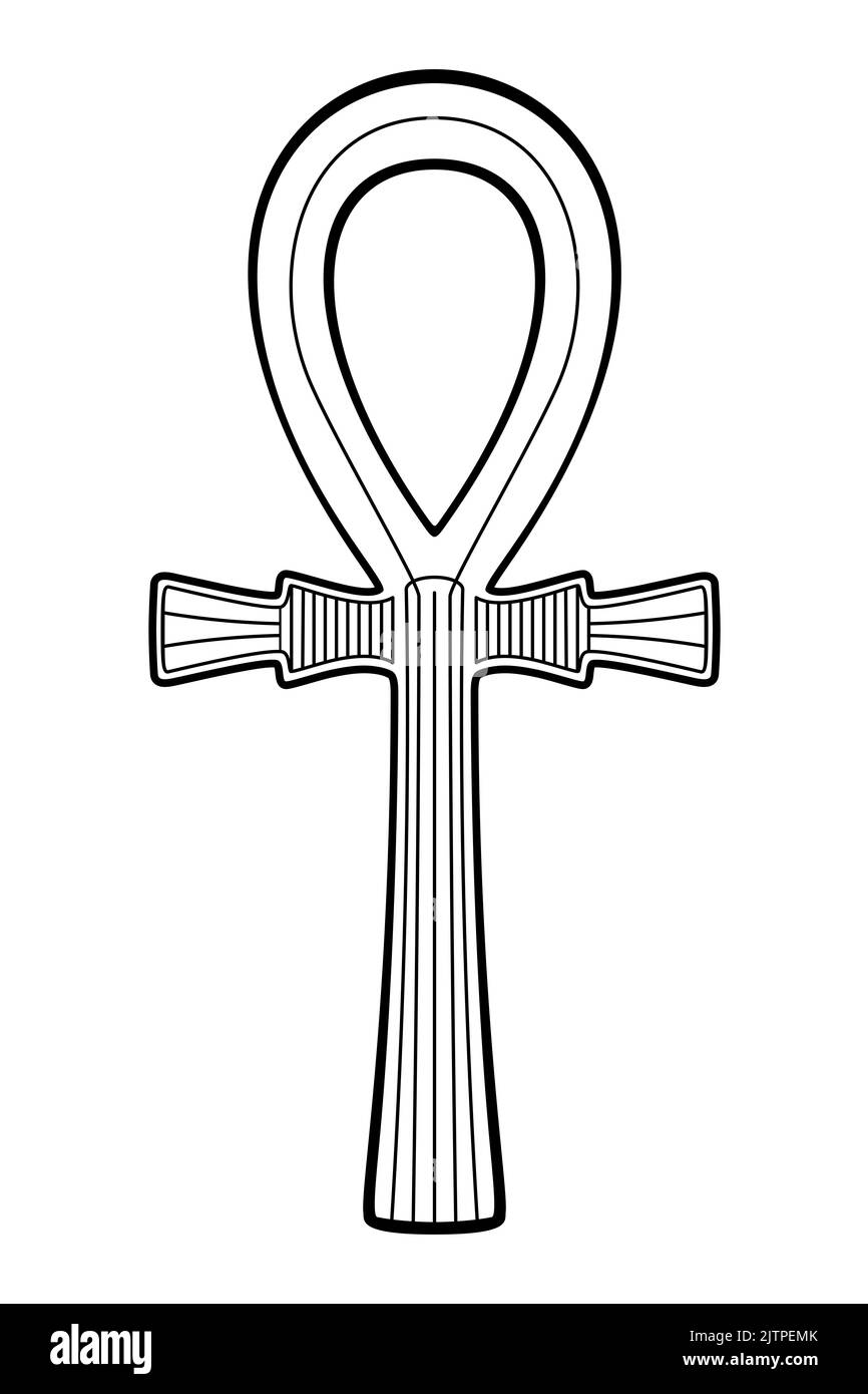 Ankh sign, a cross with handle and ancient Egyptian hieroglyphic symbol of gods and Pharaohs, representing life. Also known as key of life. Stock Photo