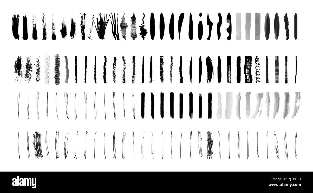 Set of handmade lines. Hand drawn doodle lines. Art Lines. Isolated on white. Vector