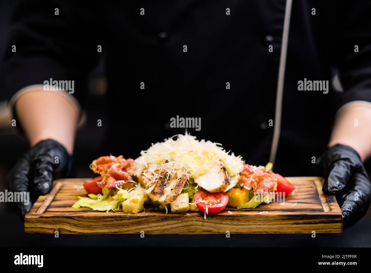 italian restaurant serving caesar salad chicken Stock Photo Alamy