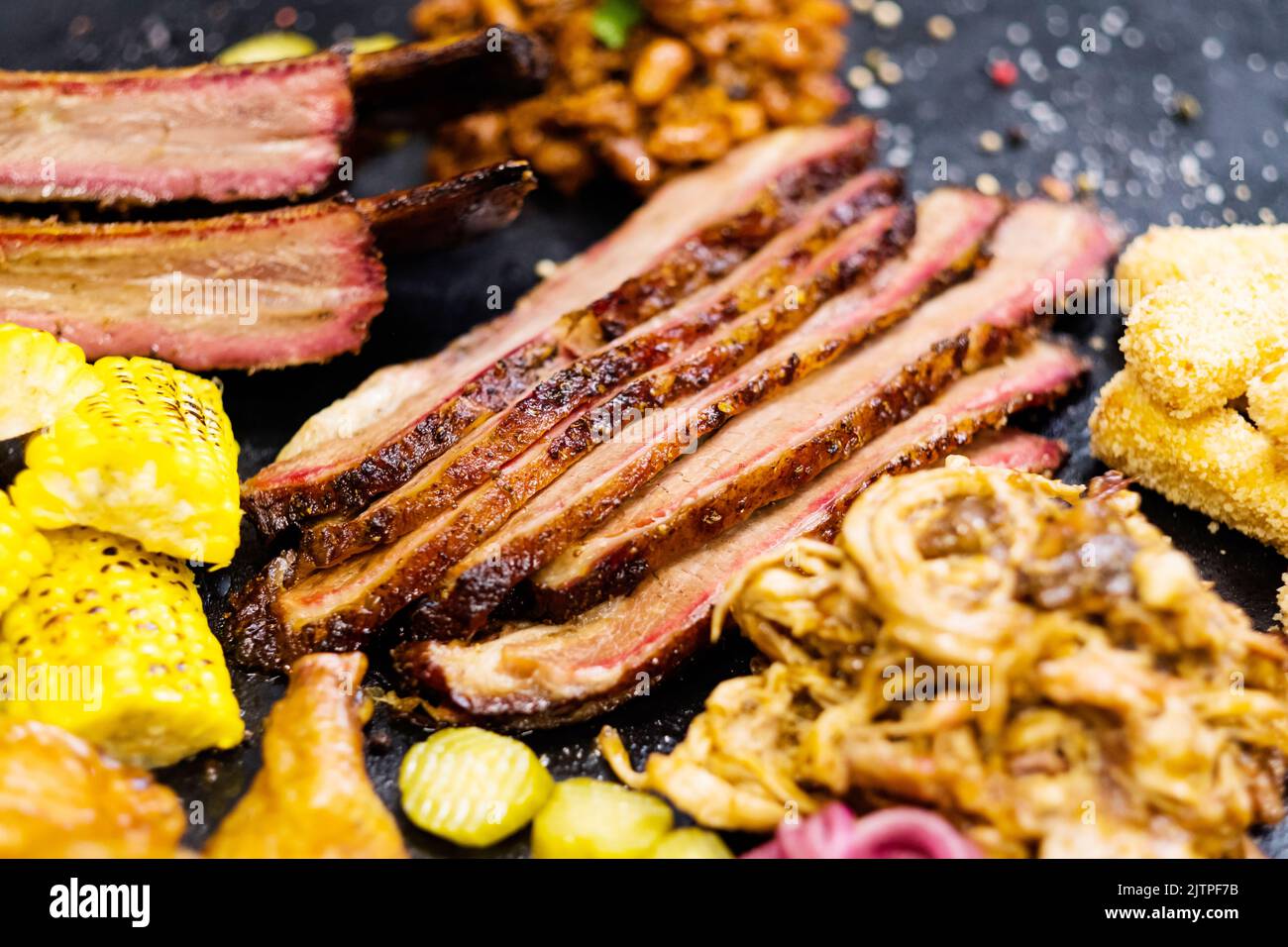 grill restaurant menu smoked meat assortment Stock Photo