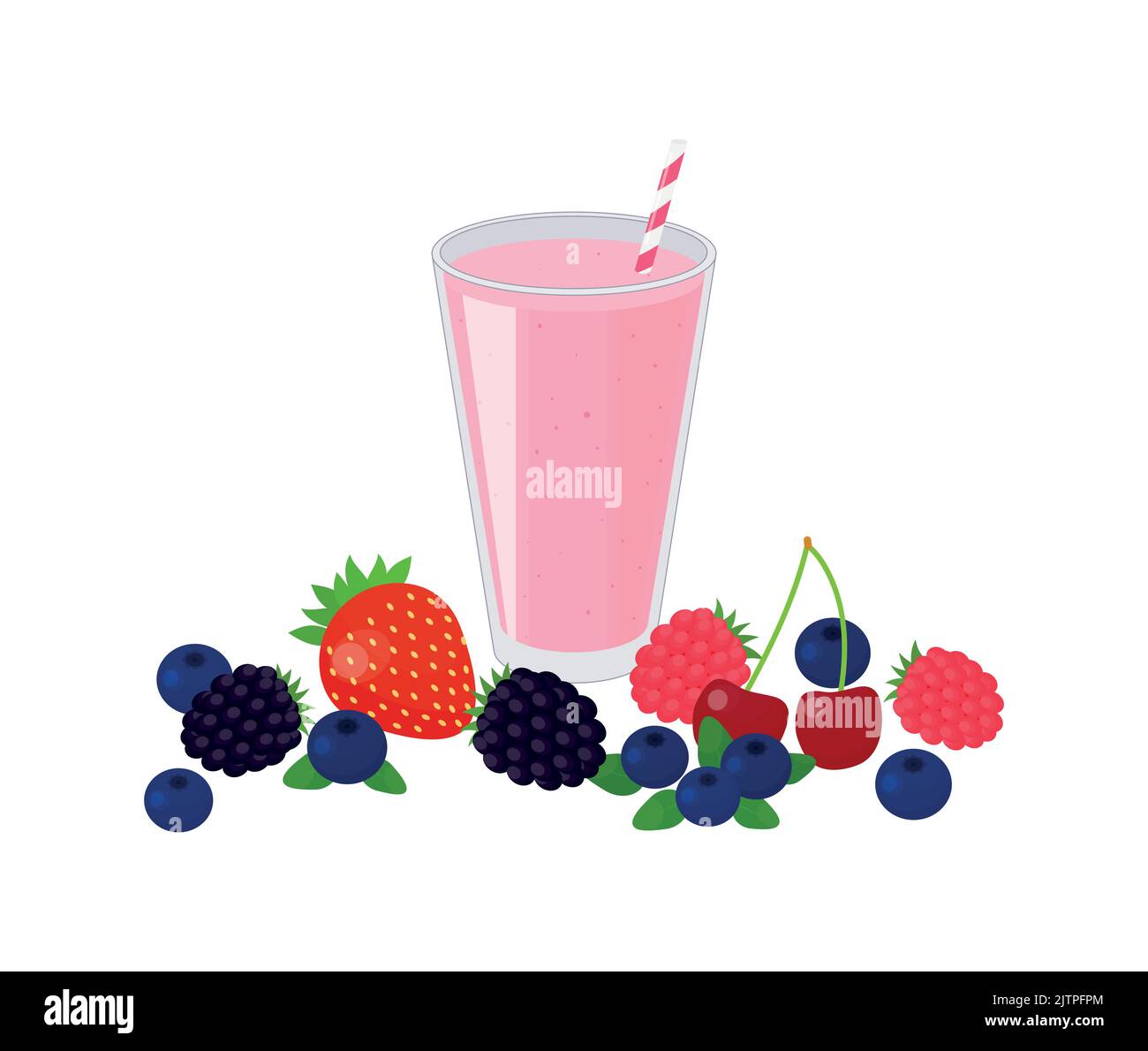 Cartoon smoothie with berries isolated on white background. Perfect for