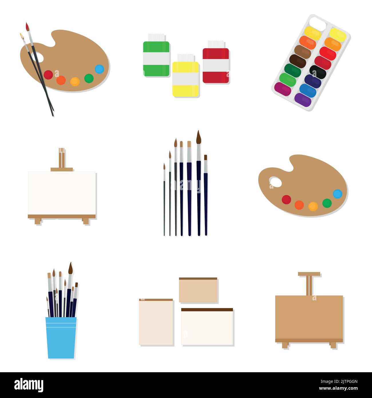 Colored flat design vector illustration icons set of art supplies, art  instruments for painting, drawing, sketching isolated on bright stylish  backgro Stock Vector Image & Art - Alamy