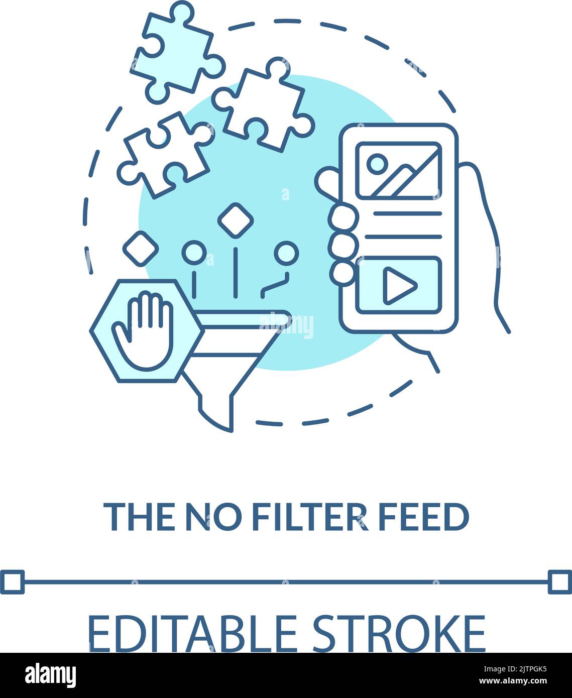 No filter feed turquoise concept icon Stock Vector