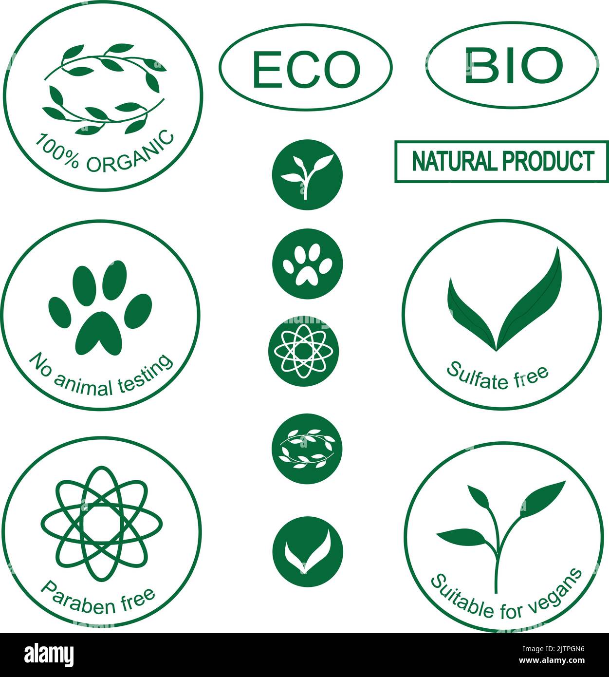 Eco icons. Vector emblems and labels for organic cosmetics Stock Vector ...