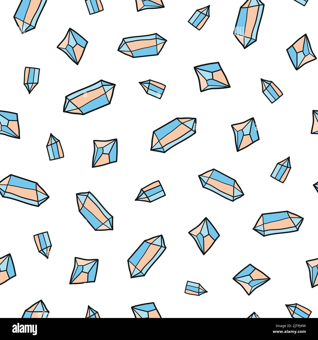 Seamless pattern with hand drawn diamond crystals. Stock Vector
