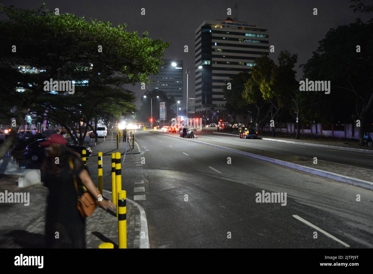 A main street in Accra. At night Stock Photo
