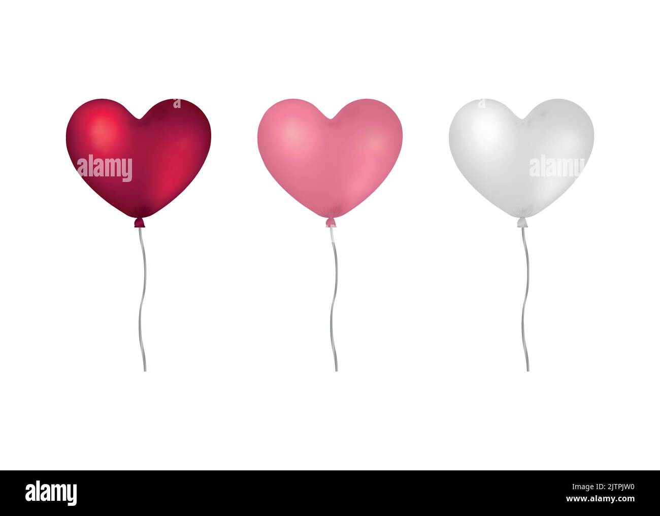 Colorful realistic heart shaped helium balloons isolated on white ...