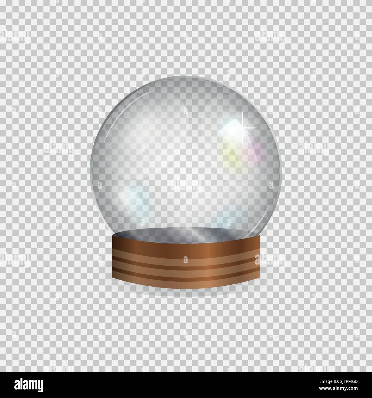 Realistic glass empty snow globe isolated on transparent background ...