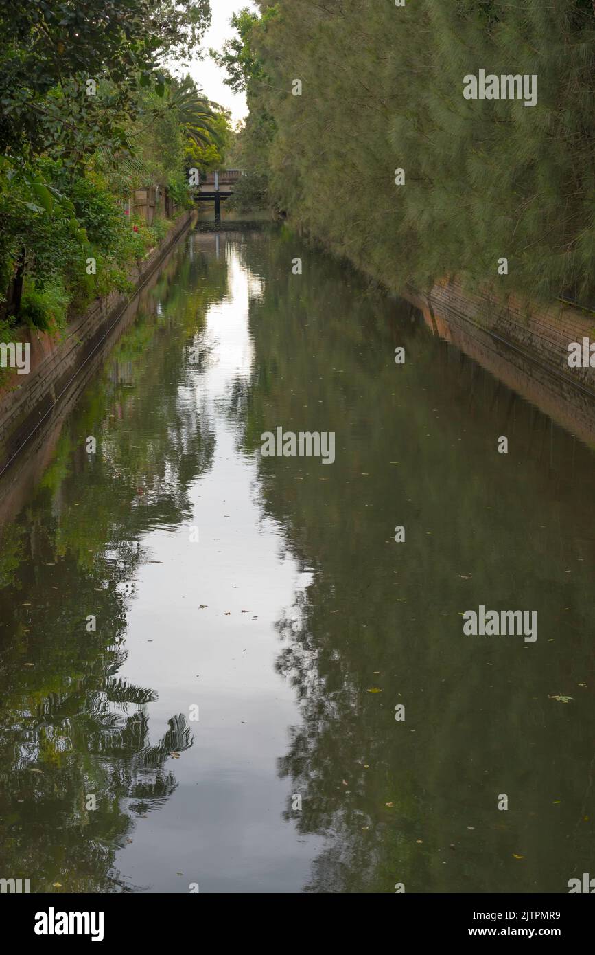 Hawthorne Canal, built in 1891 following agitation in the NSW Parliament during 1890 by John Hawthorn, it flows into Sydney Harbour via Parramatta R. Stock Photo