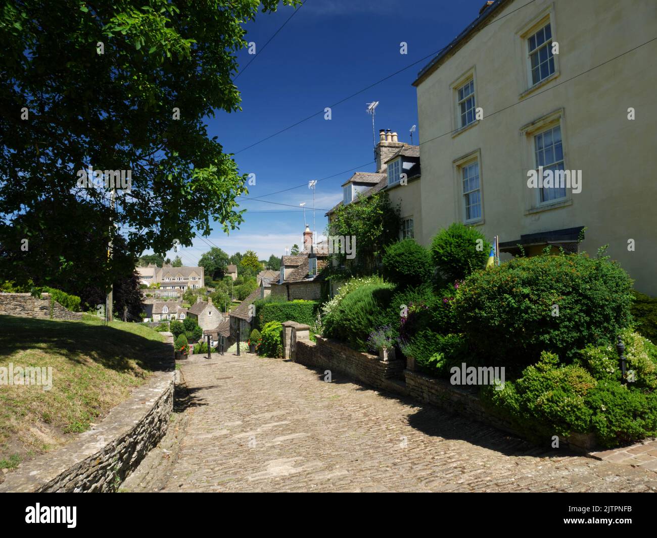 View from Chipping Steps, Tetbury, Gloucestershire. Stock Photo