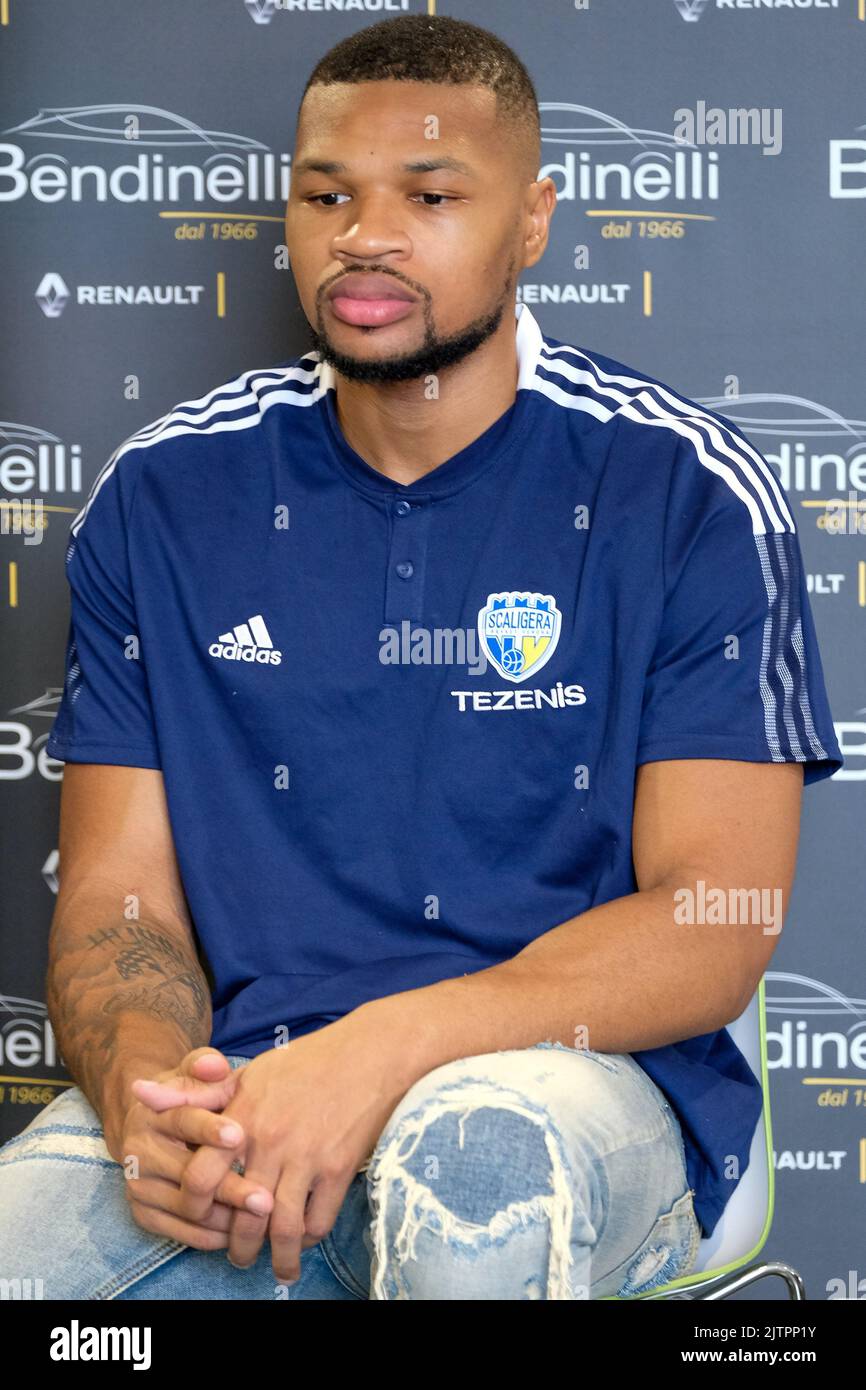 Press conference for the presentation of the new basketball player of Scaligera Basket Tezenis Verona, Tylor Smith. Stock Photo