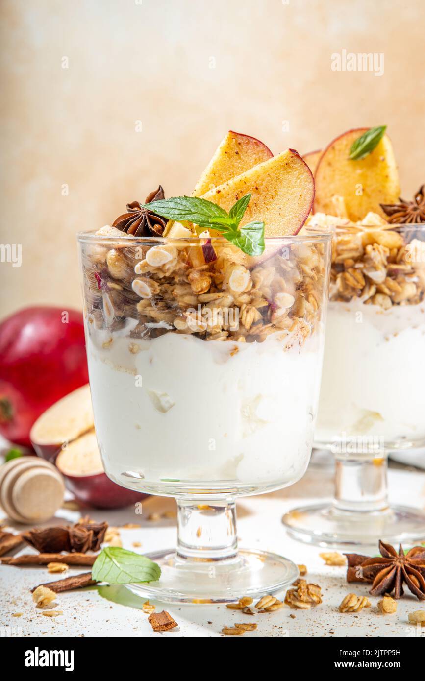 Apple Pie Granola Cheesecake, breakfast snack layered dessert with oat