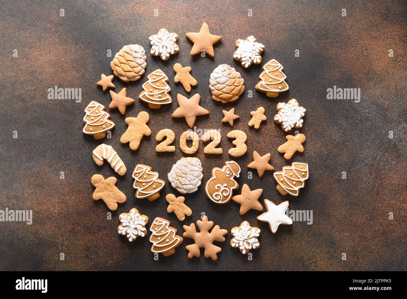 Christmas assorted glazed cookies with date 2023 inside Stock Photo - Alamy