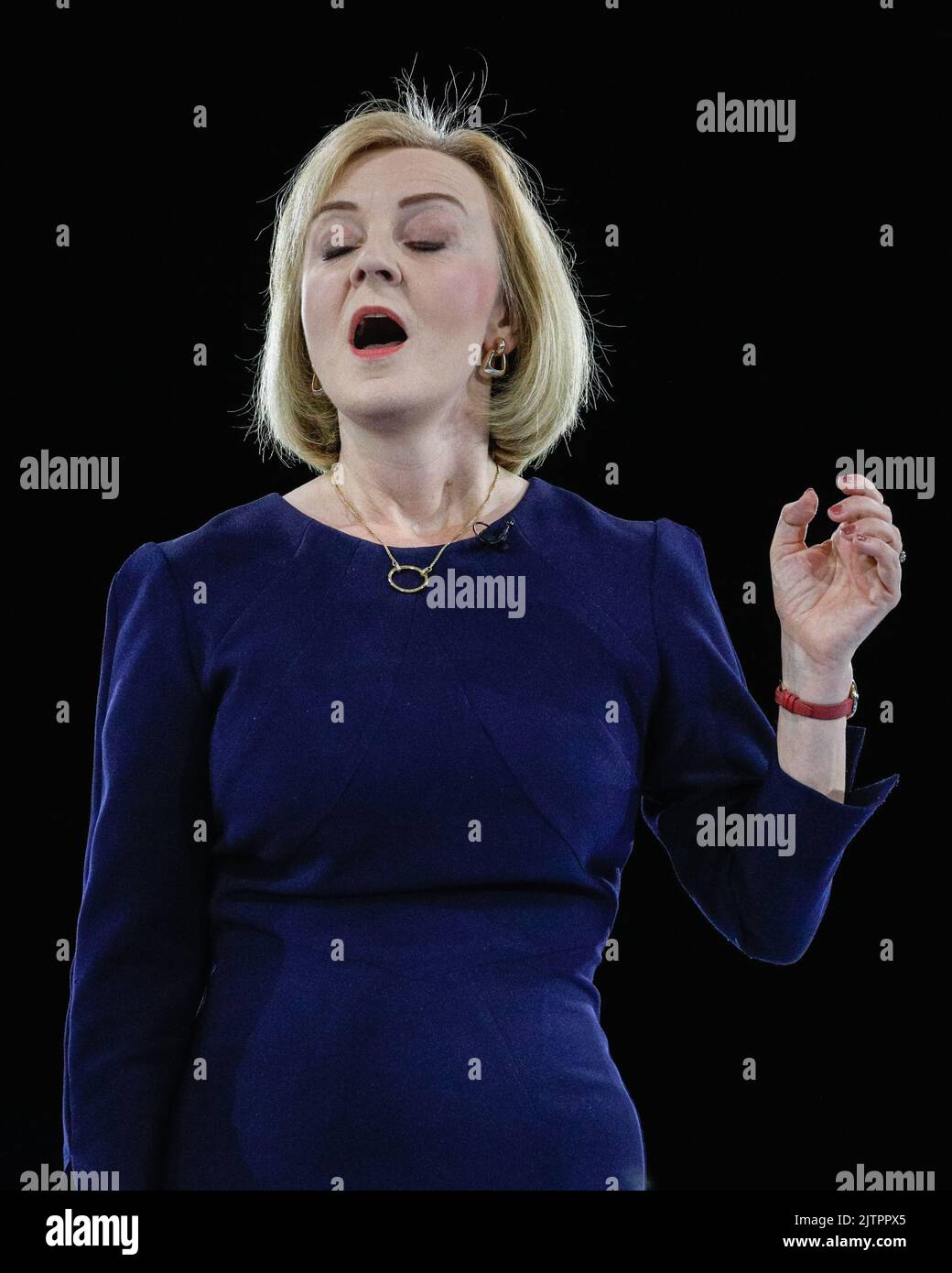 London, UK. 31st Aug, 2022. Liz Truss, Foreign Secretary and currently leading the polls to become the next PM. The final hustings in the Conservative Party leadership race, held at Wembley Arena, sees Liz Truss and Rishi Sunak compete to lead the party and become the next Prime Minister. Credit: Imageplotter/Alamy Live News Stock Photo