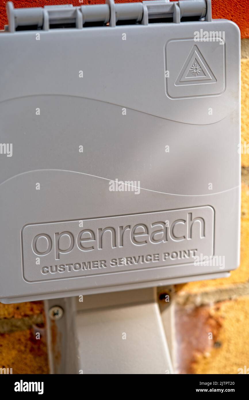 BT Openreach Full Fibre Broadband Customer Service Point CSP CPE Stock Photo