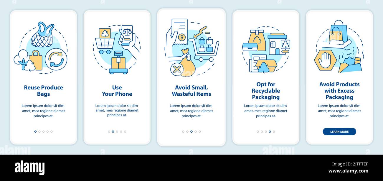 Zero waste shopping onboarding mobile app screen Stock Vector Image ...