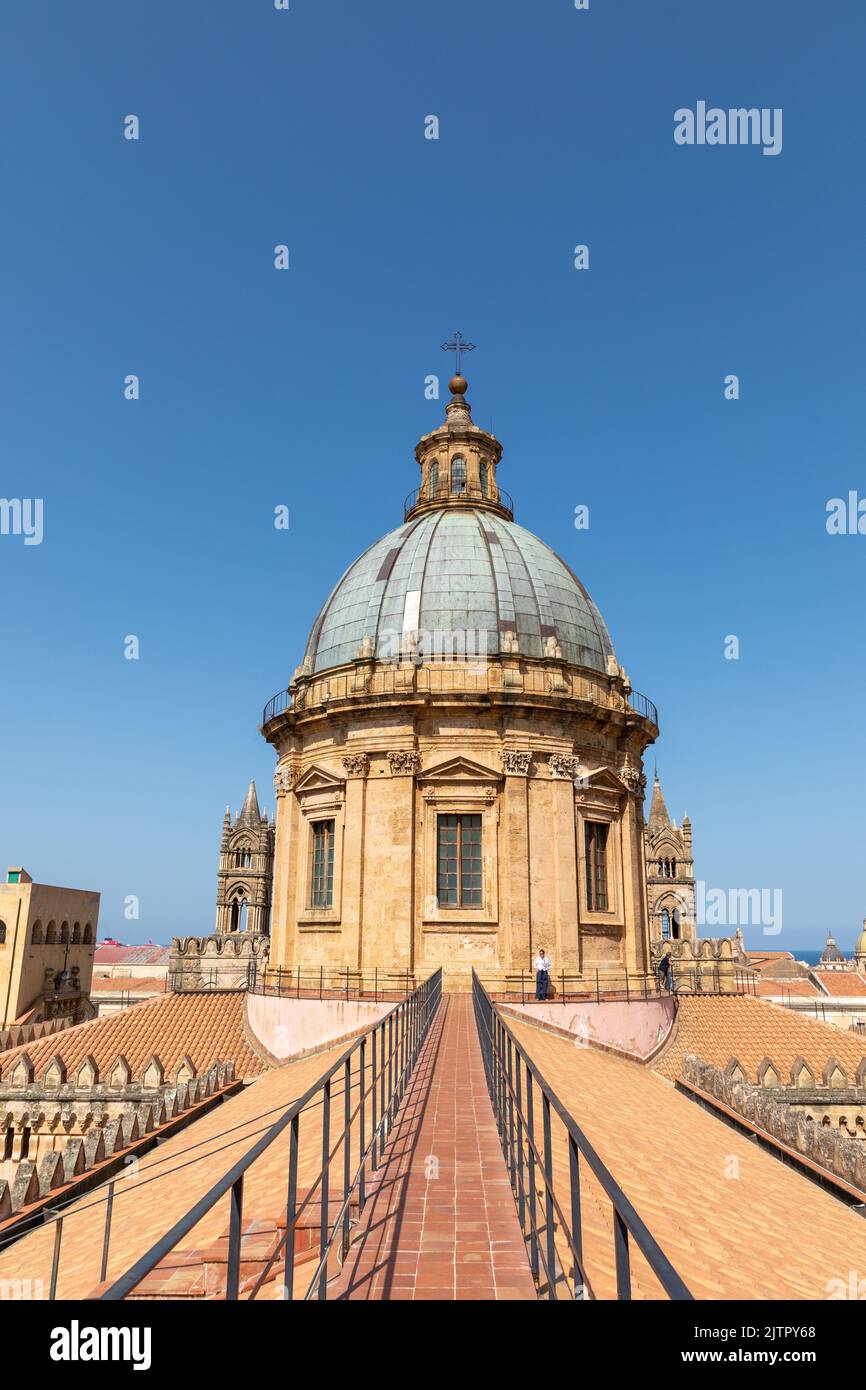 The main dome of Palermo Cathedral, Palermo, Sicily, Italy. Stock Photo