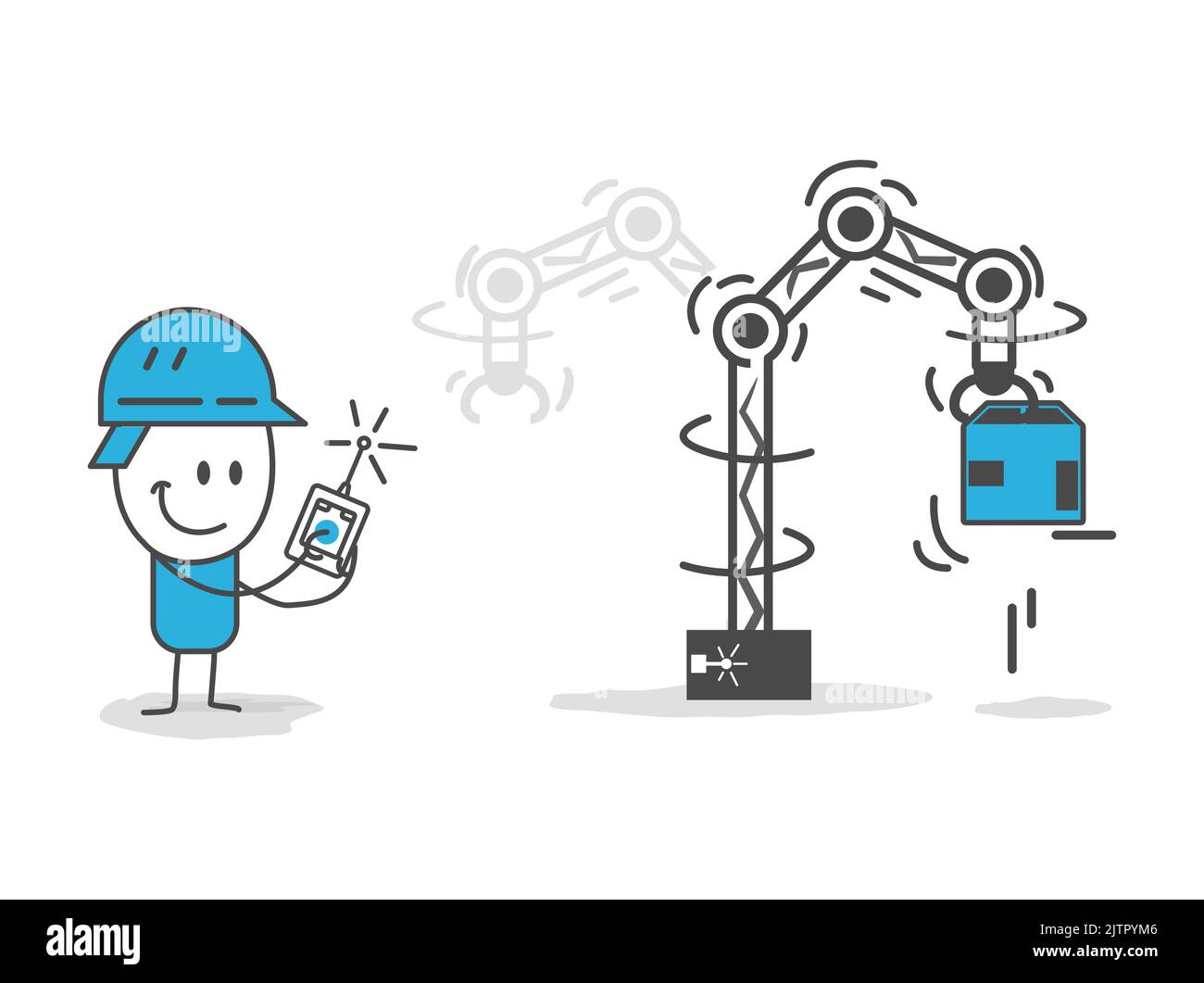 Stick figures. Factory automation, Modern industry 4.0 technical