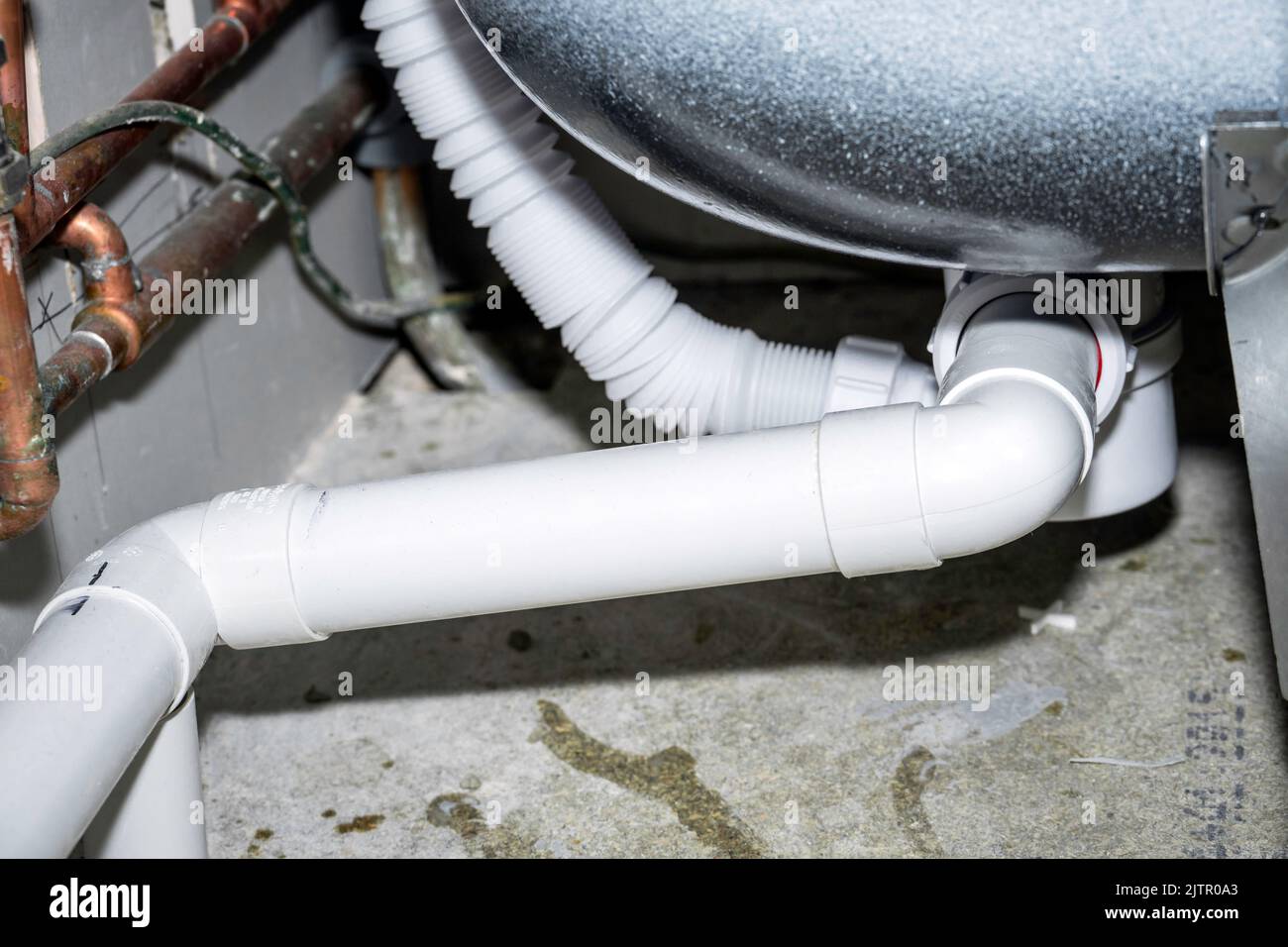 Replace a new bath pipe and tubes Stock Photo Alamy
