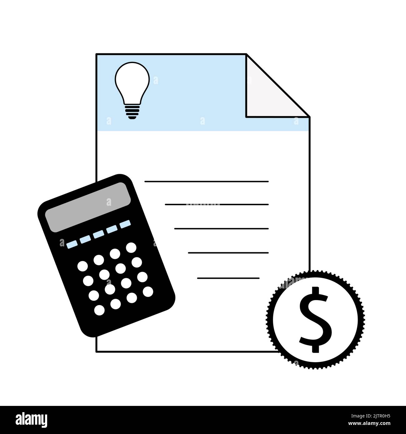 Energy prices and cost on America concept. electricity bill, dollar coin and calculator. Flat Vector illustration Stock Vector
