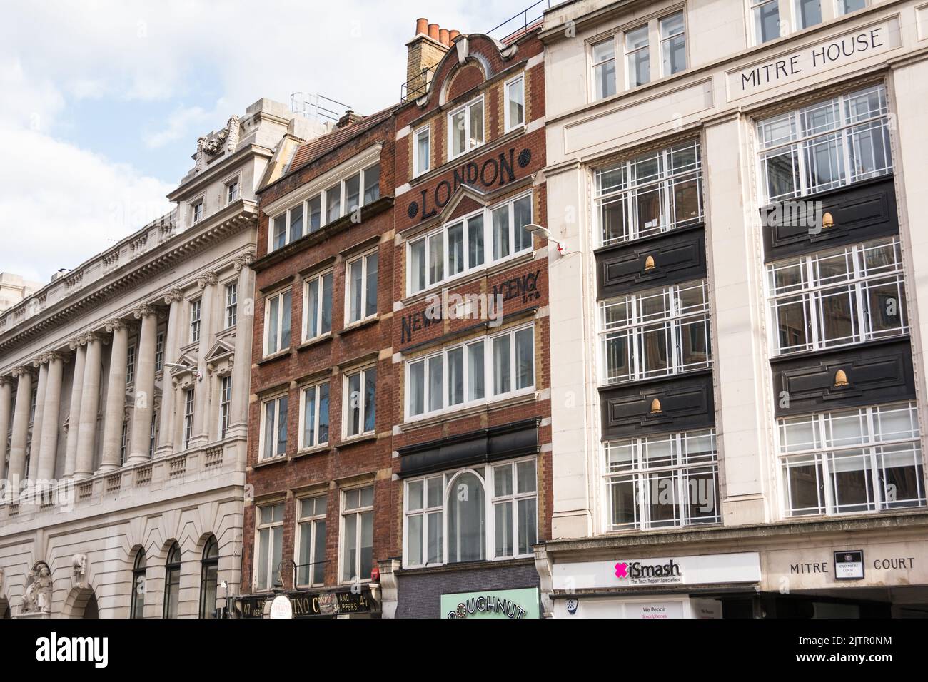 Mitre House and London News Agency on Fleet Street, London, EC4Y, England, UK Stock Photo