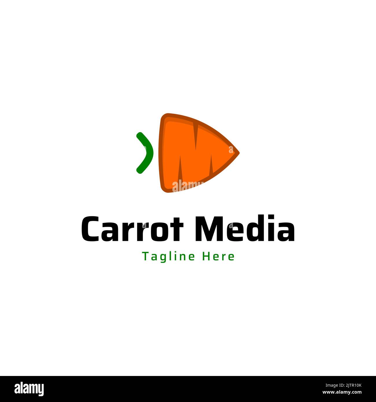 Simple carrot logo design and play button. Illustration of simple