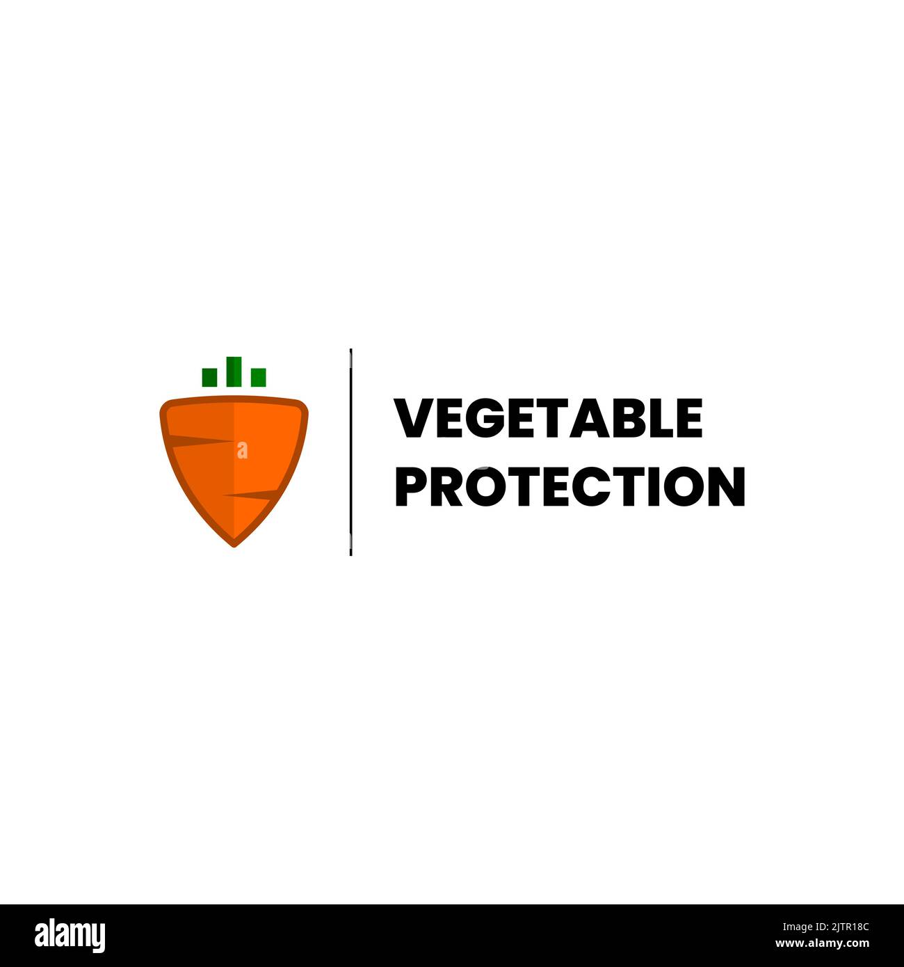 Simple shield and carrot logo design. Illustration of carrot and shield design with sword. Vector format design. Logo template. Stock Vector