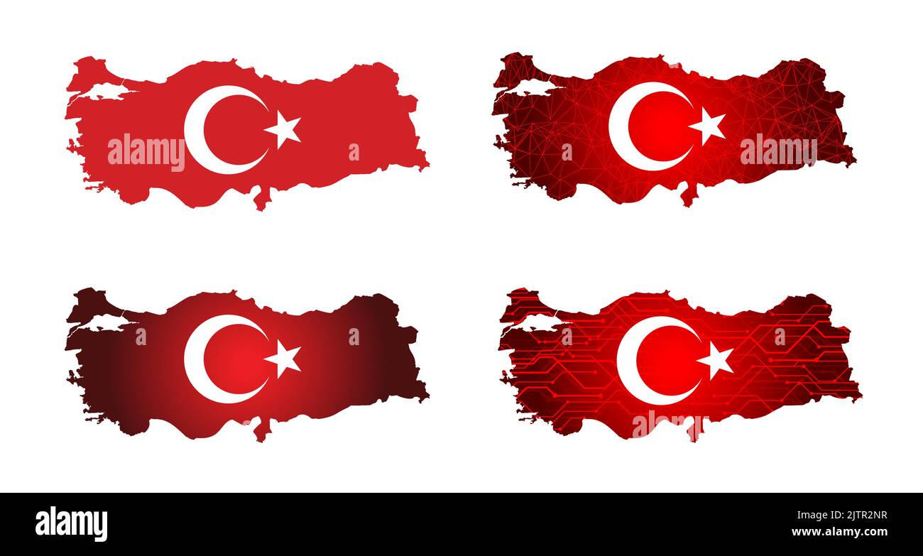 Turkey map with flag. Vector Illustration. Turkey Flag, National flag