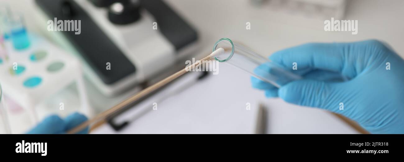 Doctor of laboratory diagnostics making DNA examination to determine ...
