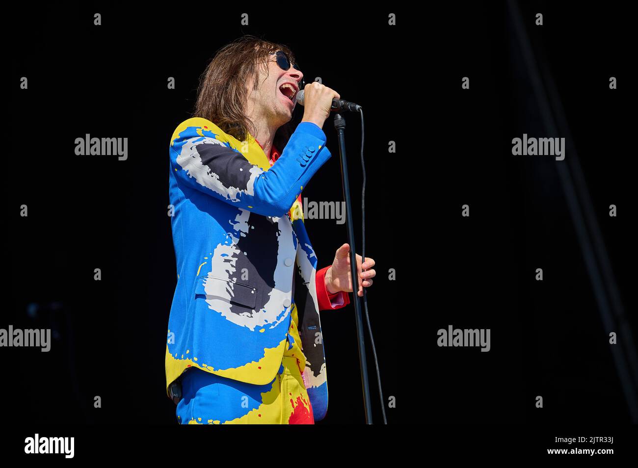 PORTSMOUTH, HAMPSHIRE, UK – AUGUST 26 2022: Indie Rock Band Primal Scream open Victorious Music festival on Southsea Common. Stock Photo