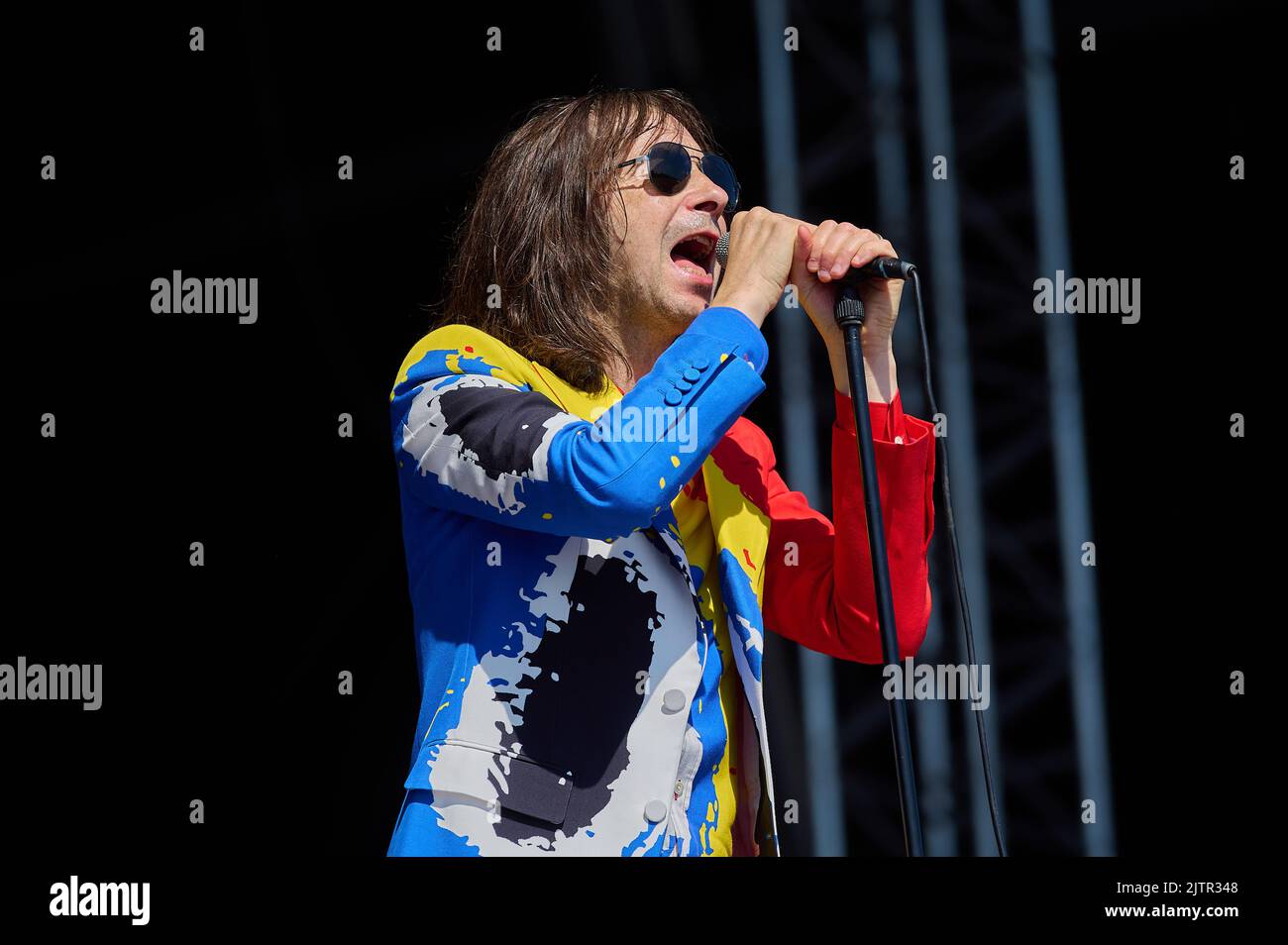 PORTSMOUTH, HAMPSHIRE, UK – AUGUST 26 2022: Indie Rock Band Primal Scream open Victorious Music festival on Southsea Common. Stock Photo