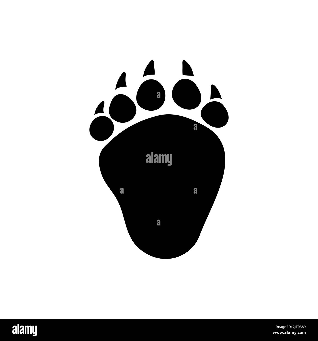 Bear tracks or footprints isolate black silhouette icon. Vector giant american grizzly footsteps, hunting sport. Polar bear, panda foot prints with claws or nails, wildlife animal steps on ground Stock Vector