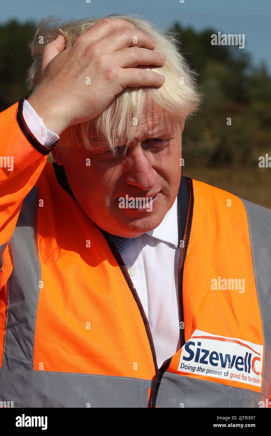 Prime Minister Boris Johnson during a visit to EDF's Sizewell B nuclear power station in Suffolk. Picture date: Thursday September 1, 2022. Stock Photo
