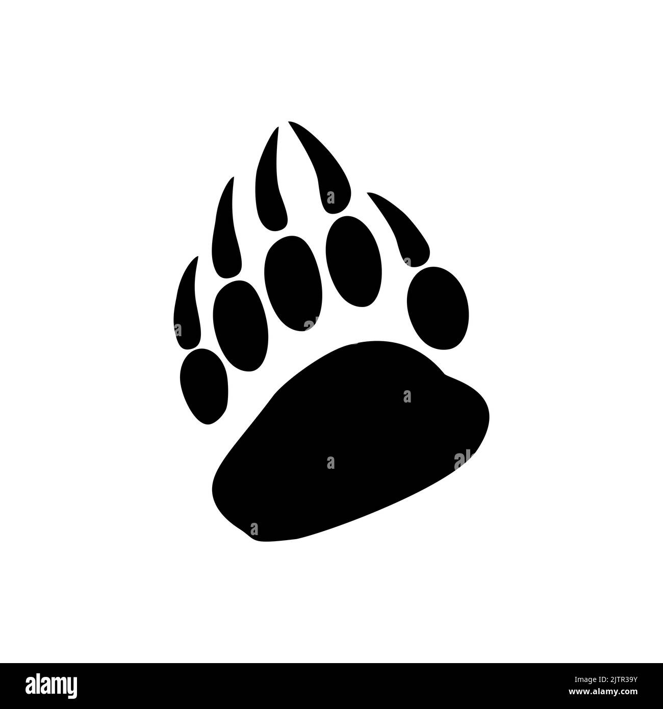 Wild bear wildlife animal steps isolated footprints black silhouette icon. Vector panda predator bear steps, american grizzly wildlife ursine footprints with claws or nails, giant syrian bear stamps Stock Vector